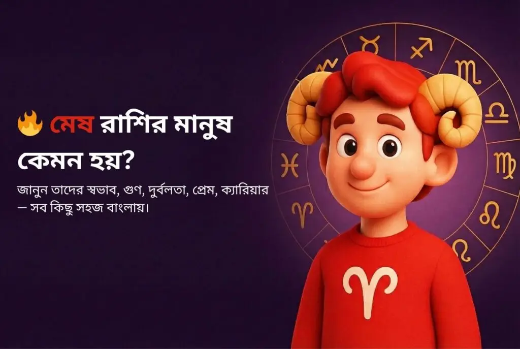 🔥 মেষ রাশির মানুষ কেমন হয়? জানুন তাদের স্বভাব, গুণ, দুর্বলতা, প্রেম, ক্যারিয়ার— সব কিছু সহজ বাংলায়।