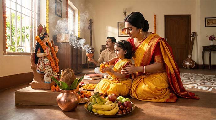 ঘরে সরস্বতী পূজা ২০২৬: সঠিক নিয়ম, উপকরণ ও মন্ত্র | সম্পূর্ণ গাইড