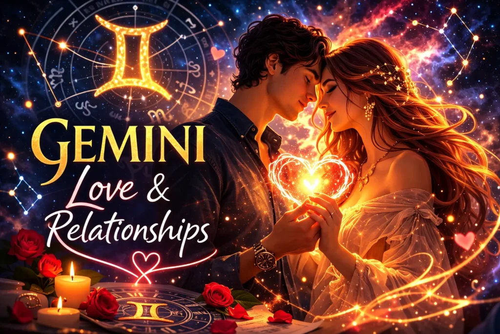 Gemini love and relationships astrology illustration mithun rashi love life