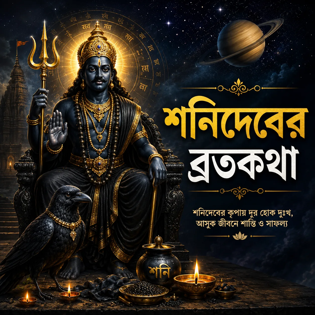 শনিদেবের ব্রতকথা ও শনি পূজার মাহাত্ম্য সহ শনিদেবের অলৌকিক রূপ