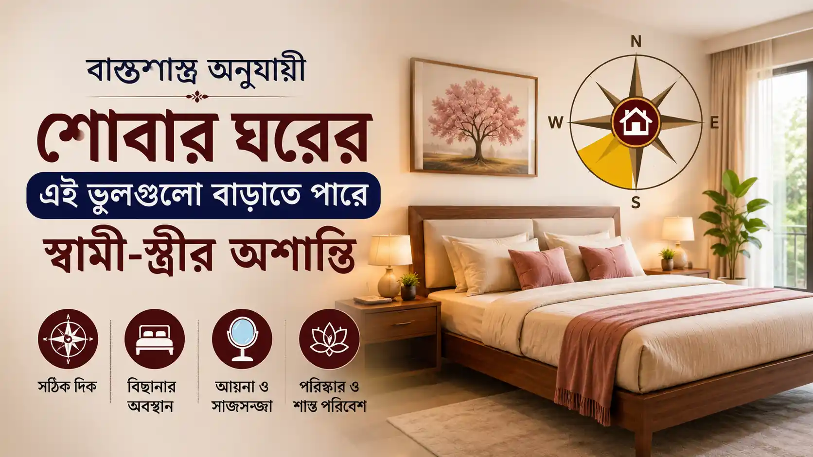 শোবার ঘরের বাস্তু নিয়ম ও দাম্পত্য জীবনের শান্তি