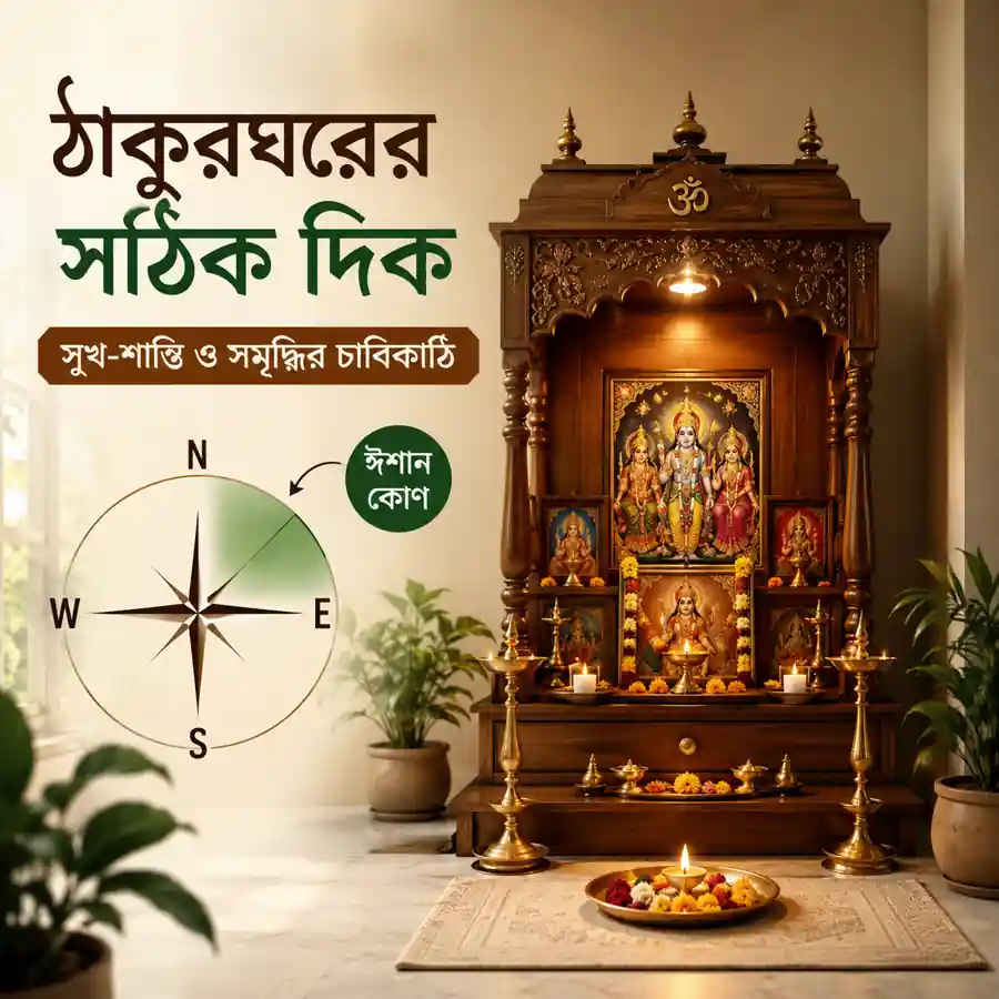 বাস্তু মতে ঠাকুরঘরের সঠিক দিক ও ঈশান কোণে পূজা ঘরের ছবি