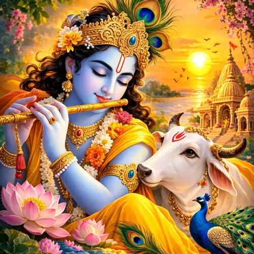 শ্রীকৃষ্ণ বাঁশি বাজাচ্ছেন – ভগবদ্গীতার জ্ঞান ও শ্রীকৃষ্ণের উক্তি